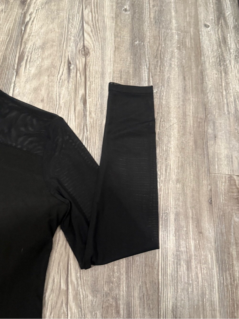 Black Sheer Mesh Long-Sleeve Top - Elegant Women's Top - Picture 4 of 5